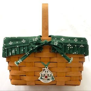 Vintage Longaberger rectangle basket with fabric liner & hang tag